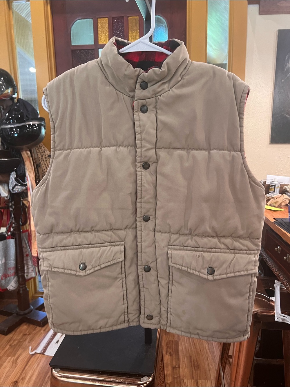 Vintage Rugged Wesr Men's Quilted Puffer Vest - Tan